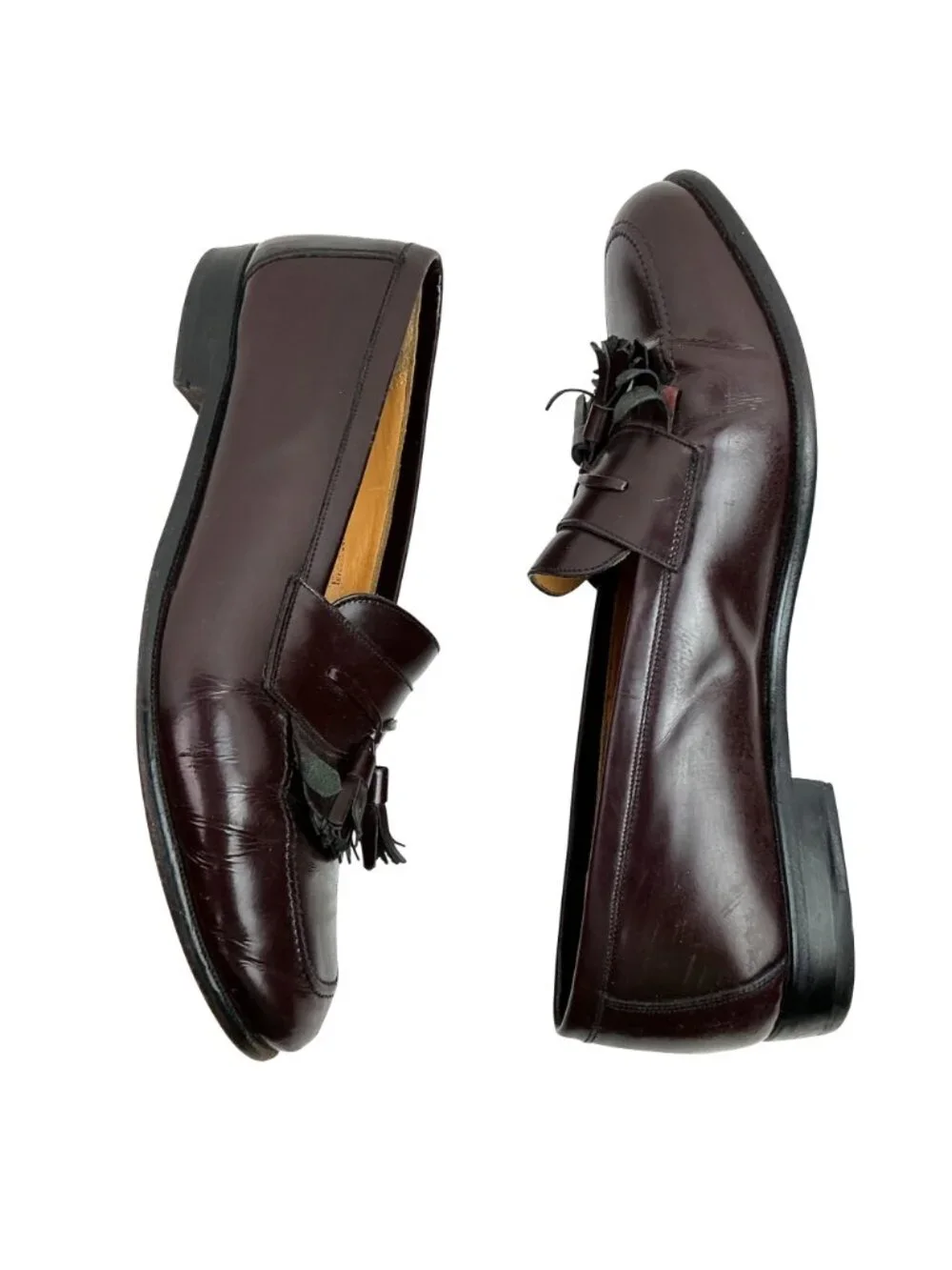 Mezlan Santander Leather Tassel Kiltie Loafers Mens 10.5 Burgundy Made In Spain